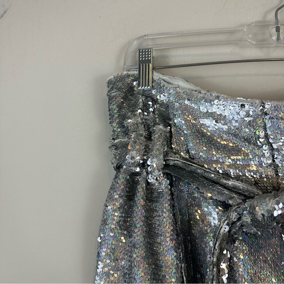 IRO | Mahont Skirt in Silver Sequins Paper Bag Waist Wrap Size 36 (4 US) - Picture 3 of 7